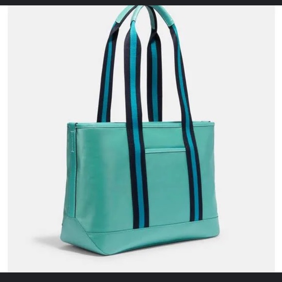 NWT Coach Ellis Tote in blue/green with silver hardware - Picture 7 of 10